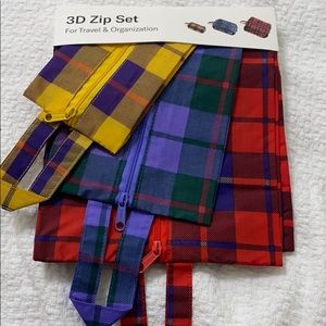 Baggu 3D plaid zip bag set
